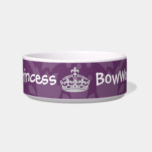 Paars Damask Diamond Princess Crown Dog Voerbakje