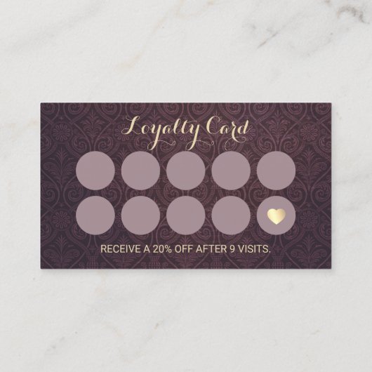  Paars Damask Gold Eyelash Salon Loyalty (Achterkant)