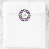 Paars Damask Initiaal Sticker Letter G Wedding (Tas)