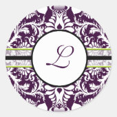 Paars Damask Initiaal Sticker Letter K Wedding (Voorkant)