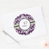 Paars Damask Initiaal Sticker Letter K Wedding (Envelop)