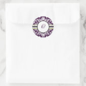 Paars Damask Initiaal Sticker Letter of Wedding (Tas)