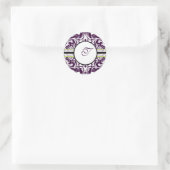 Paars Damask Initiaal Sticker Letter T Wedding (Tas)