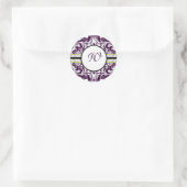 Paars Damask Initiaal Sticker Letter W Wedding (Tas)