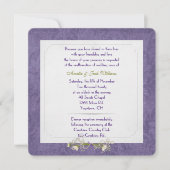 Paars Damask Lijst bruiloft Vow Renewal Kaart (Voorkant)