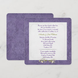 Paars Damask Lijst bruiloft Vow Renewal Kaart