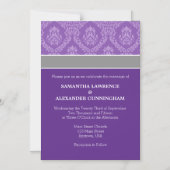 Paars Damask Magnetic Wedding Invitation Magnetische Uitnodiging (Voorkant)