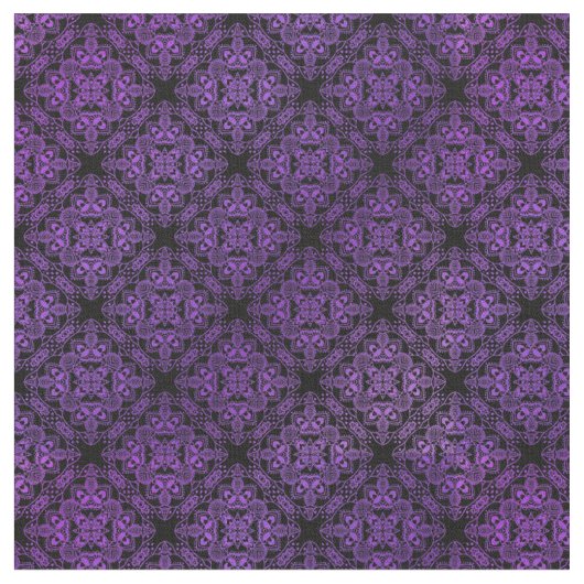 Paars Damask Medallion Pattern Stof (Close Up)