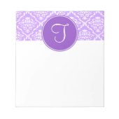 Paars Damask Monogram Notitieblok (Voorkant)