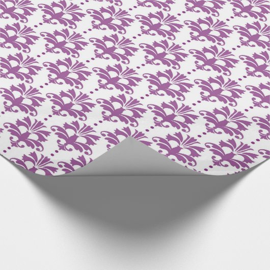 Paars Damask Pattern Cadeaupapier (Hoek)