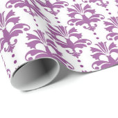 Paars Damask Pattern Cadeaupapier (Rol Hoek)