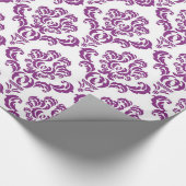 Paars Damask Pattern Cadeaupapier (Hoek)