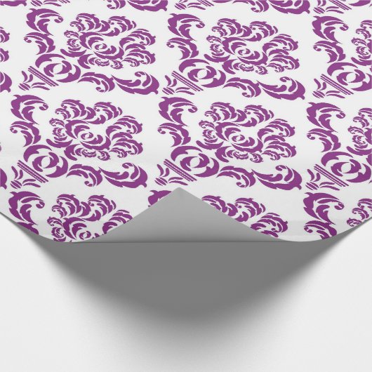 Paars Damask Pattern Cadeaupapier (Hoek)
