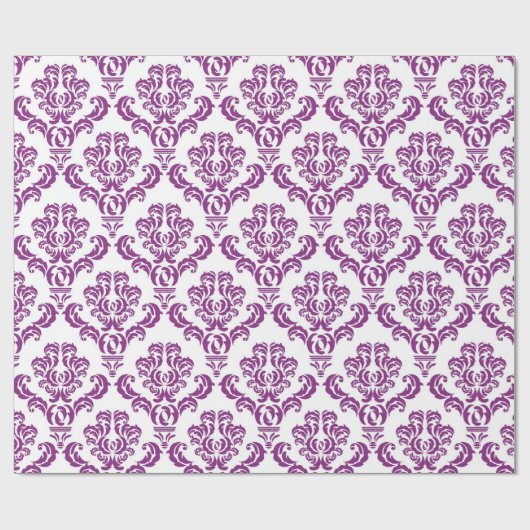 Paars Damask Pattern Cadeaupapier (Vlak)