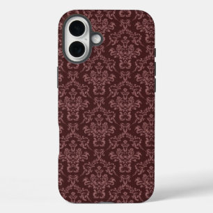 Paars Damask Pattern iPhone 16 Plus Hoesje