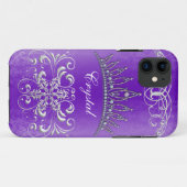 Paars Damask Princess Tiara Personeelsgebonden Hoe Case-Mate iPhone Case (Achterkant (horizontaal))
