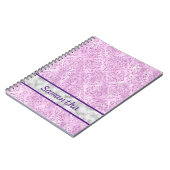 Paars Damask Silver Monogram Notitieboek (Linkerzijde)