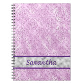 Paars Damask Silver Monogram Notitieboek (Voorkant)