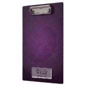 Paars Damask Swirl Elegant chic Glam Personalizeer Klembord (Links)