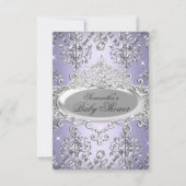 Paars Damask Tiara Prinses Baby shower Invite Kaart (Voorkant)