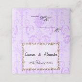  Paars Damask Wedding Plaatskaartje (Buitenkant ongevouwen)