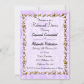  Paars Damask Wedding Rehearsal Kaart (Voorkant)