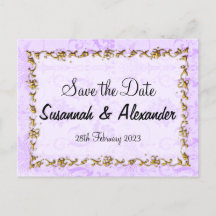  Paars Damask Wedding Save the Date