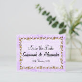  Paars Damask Wedding Save the Date Aankondigingskaart (Staand voorkant)