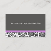 Paars Damask Wedding Website Visitekaartje Informatiekaartje (Achterkant)
