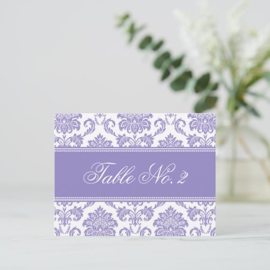 paars Damask Weduwingnummer Briefkaart (Staand voorkant)