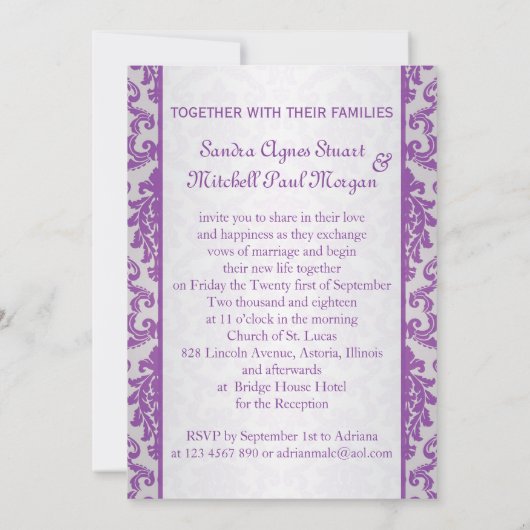 Paars damesje op zilveren achtergrond Weddenschap Kaart (Achterkant)