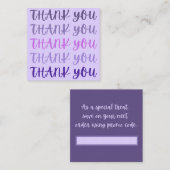 Paars Dank je wel Dank je wel Vierkante Visitekaartje (Voorkant / Achterkant)