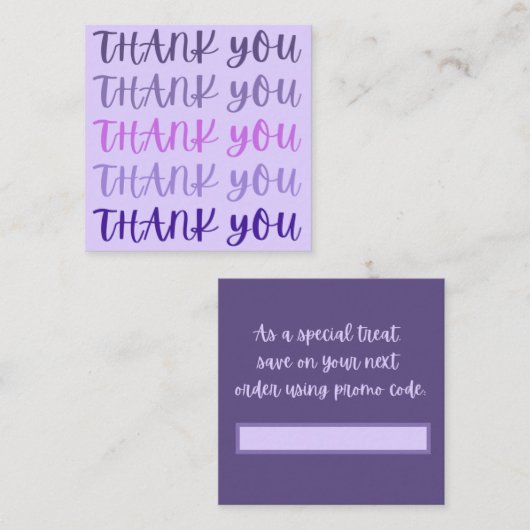 Paars Dank je wel Dank je wel Vierkante Visitekaartje (Voorkant / Achterkant)