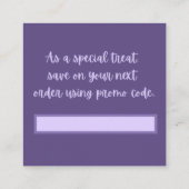 Paars Dank je wel Dank je wel Vierkante Visitekaartje (Achterkant)