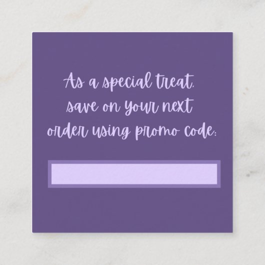 Paars Dank je wel Dank je wel Vierkante Visitekaartje (Achterkant)