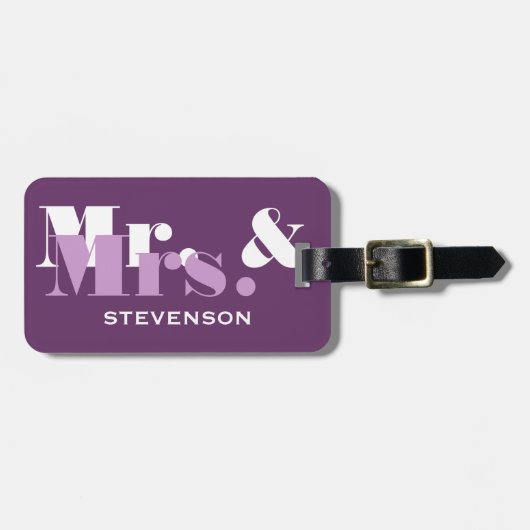 Paars de heer en mevrouw Reiser bagagelabel voor p (Voorkant horizontaal)