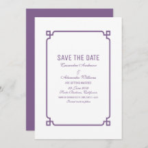 Paars Deco Chic Save the Date Uitnodiging
