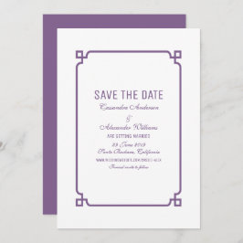 Paars Deco Chic Save the Date Uitnodiging