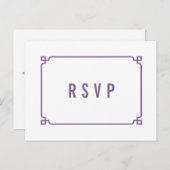 Paars Deco Chic Wedding RSVP Briefkaart (Voorkant / Achterkant)