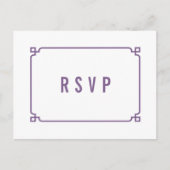 Paars Deco Chic Wedding RSVP Briefkaart (Voorkant)