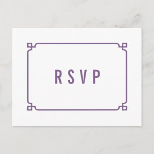Paars Deco Chic Wedding RSVP Briefkaart