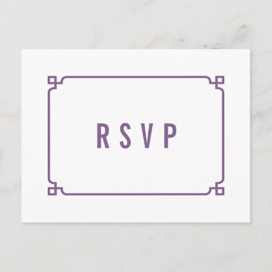 Paars Deco Chic Wedding RSVP Briefkaart (Voorkant)