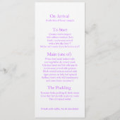 Paars-delphinium-trouwdiner Menu (Achterkant)