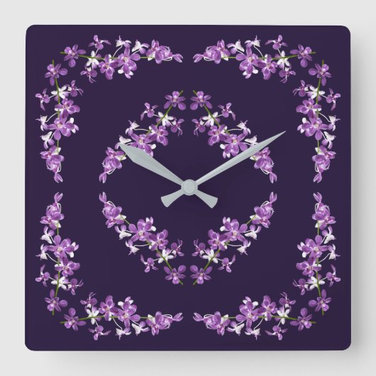 Paars Dendrobium Orchids Motif Vierkante Klok (Voorkant)
