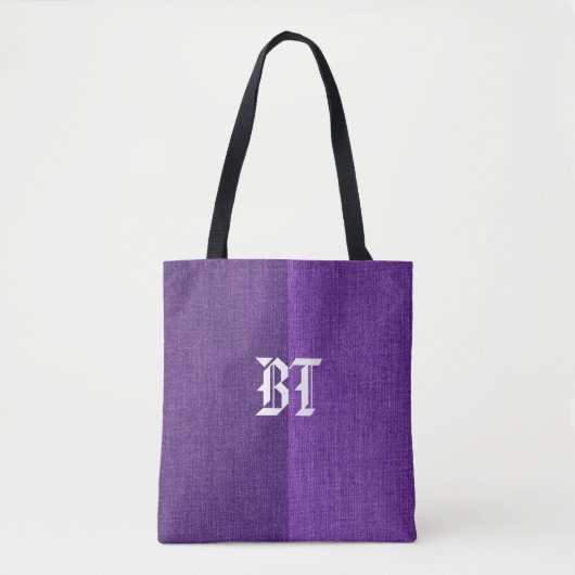 Paars Denim Jeans Fabric-monogram op maat Tote Bag (Voorkant)