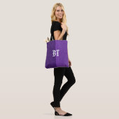 Paars Denim Jeans Fabric-monogram op maat Tote Bag (Op model)
