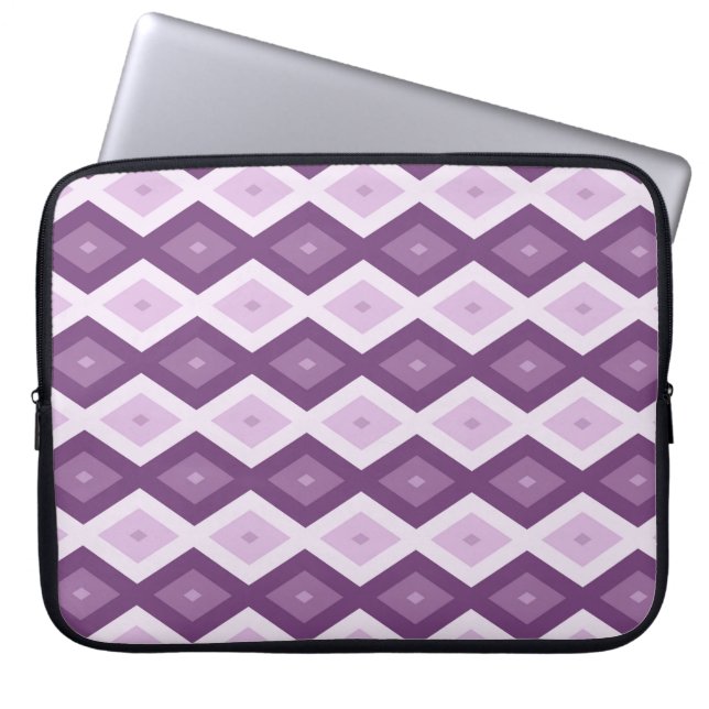 Paars diamantpatroon laptop sleeve (Voorkant)