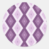 Paars diamantpatroon ronde sticker (Voorkant)