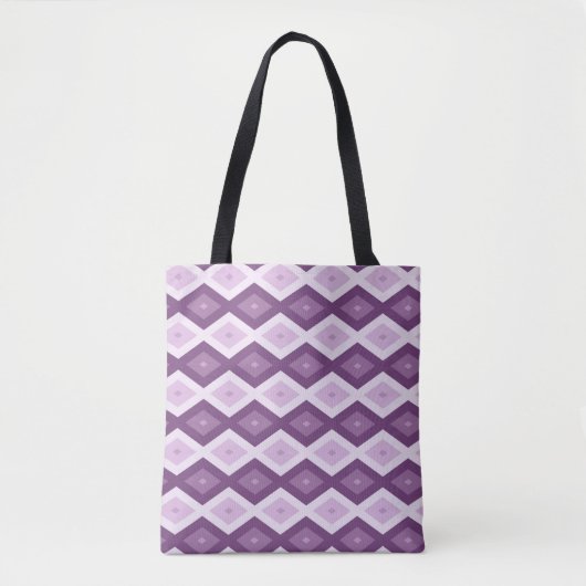 Paars diamantpatroon tote bag (Voorkant)