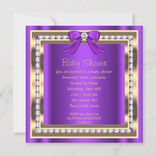 Paars Diamond, Baby shower-Afrikaans Kaart (Achterkant)